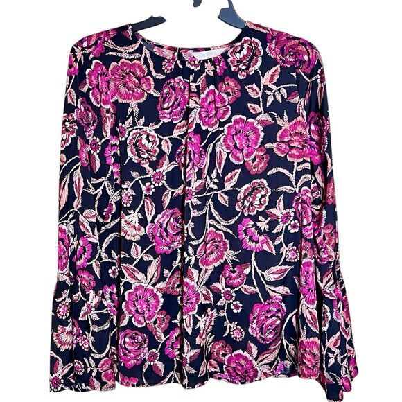 a:glow Tops - a:glow Floral Maternity Top Size M Black And Rose Long Boho Sleeves Lightweight